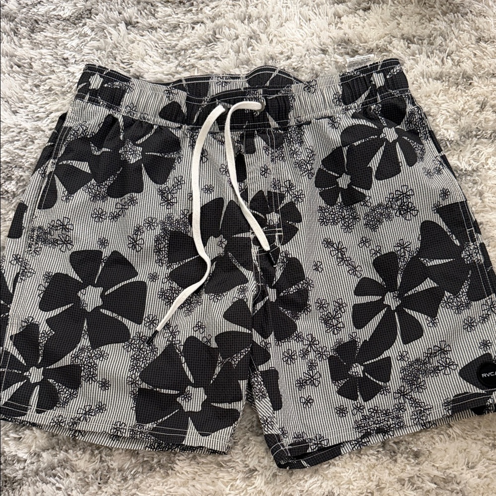 RVCA Black Floral Striped Board Shorts